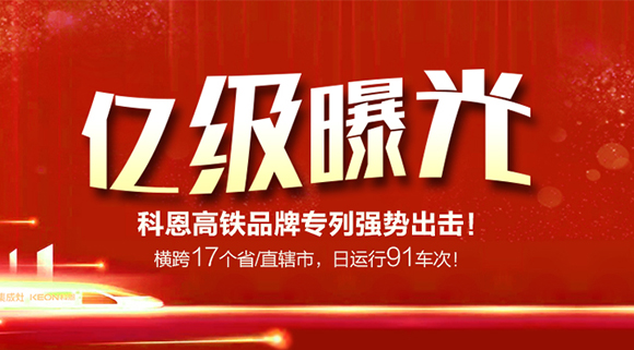 億級(jí)曝光！橫跨17個(gè)省/直轄市，日運(yùn)行91車(chē)次！科恩高鐵品牌專(zhuān)利強(qiáng)勢(shì)出擊！